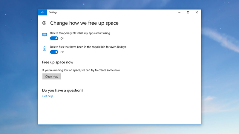 Windows can now clean up after itself automatically too. Image: Screenshot